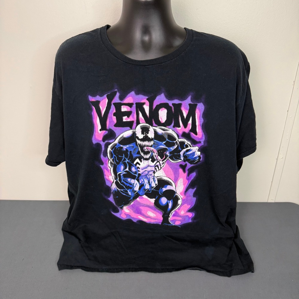 Marvel T-Shirt Mens 3XL Venom Graphic Tee Black Short Sleeve Mad Engine Cotton